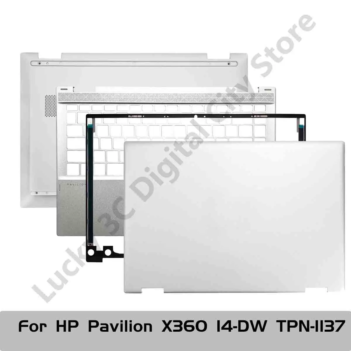 Новая крышка для ноутбука HP Pavilion X360 14-DW TPN-I137, задняя крышка ЖК-экрана, верхняя крышка экрана, рамка экрана, нижняя часть корпуса (пальмрест), L97989-001, серебристая