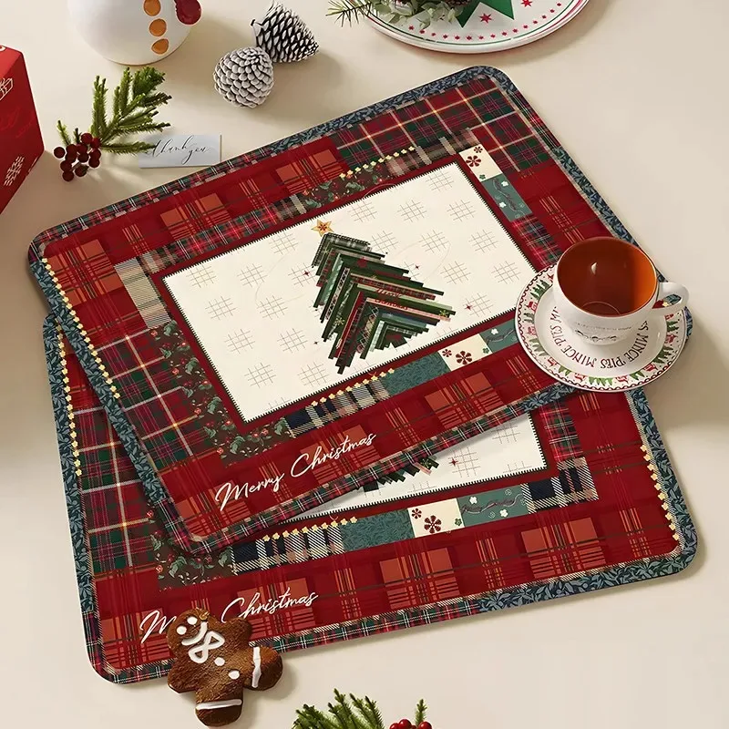 Vintage Christmas Kitchen Counter Drying Mat Water Absorption Non-Slip Heat Resistant Dish Drain Pad Holiday Kitchen Home Decor