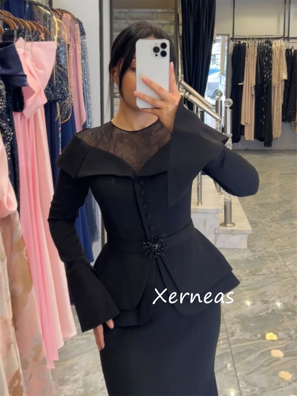 Customized Fashion Jersey Pleat Sequined Sash Mermaid Jewel Long Dresses Bespoke Occasion Sizes Available