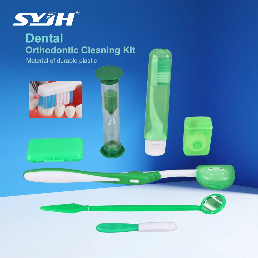 

SYJH 8 шт./пакет стоматологические ортодонтические наборы для ухода за полостью рта, зубная щетка для зубов, стоматологическое зеркало, межзубная щетка, инструменты для чистки