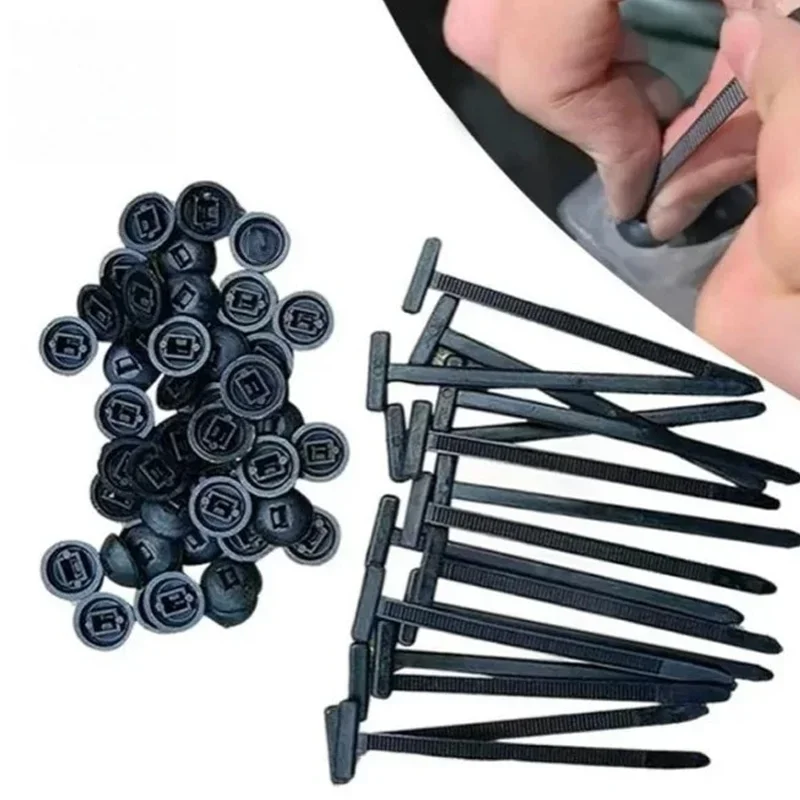 Tie strap buckle through pin fixing engine floor, fender lining, mudguard, trunk interior panel, cover plate fixing buckle parts