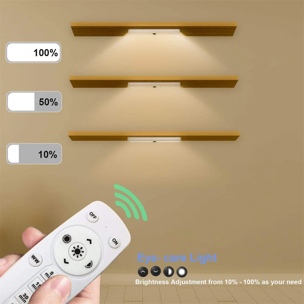 Remote Controller 20 Leds Wireless Under Cabinet Light Touch Sensor Closet Lamp 3 Colors Changing Dimmable for Kitchen,Wardrobe