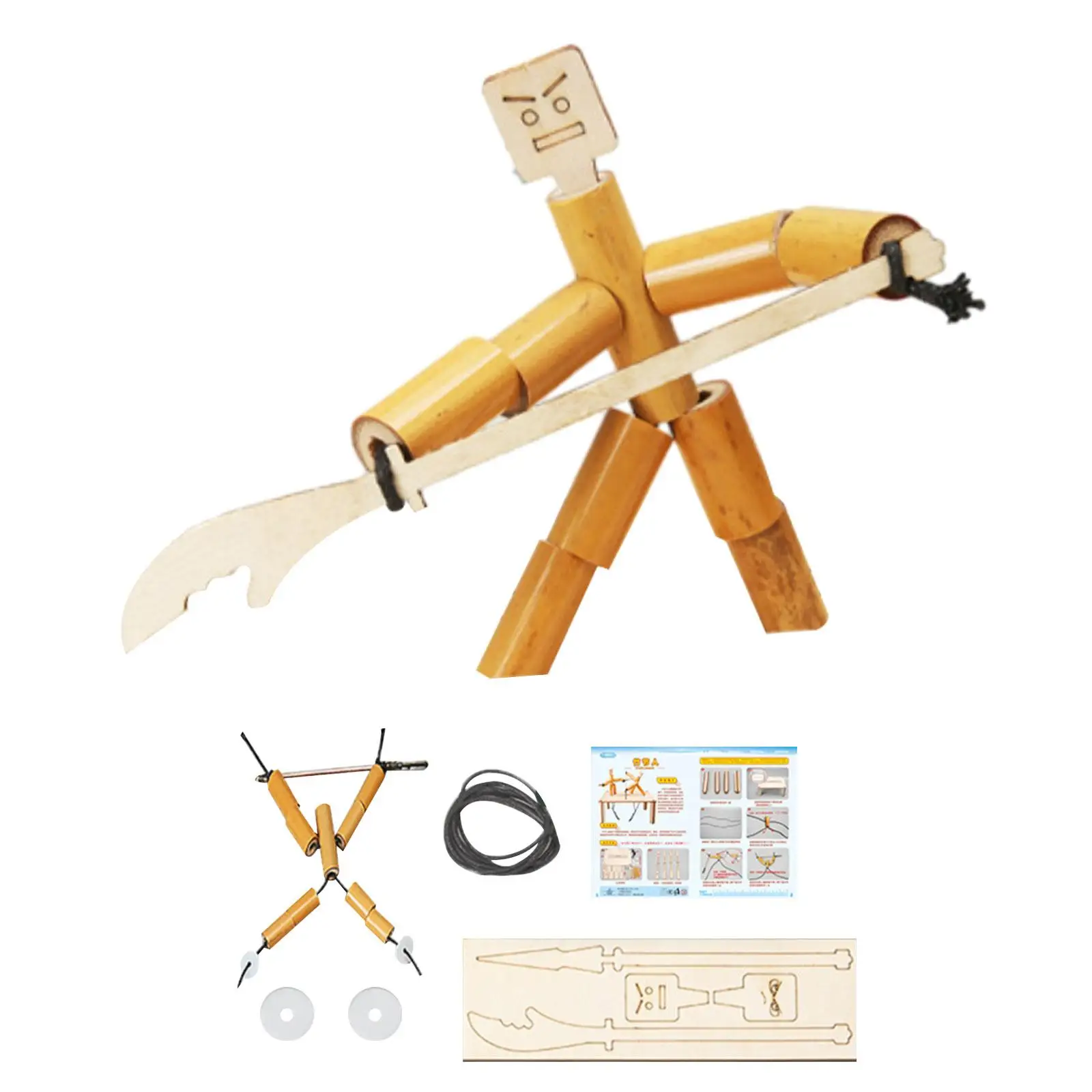 Bamboo Man Battle Wooden Fencing Puppets Game Family Game Fun Party Favor Board Game Fast Paced for Kids Adults Holiday Party