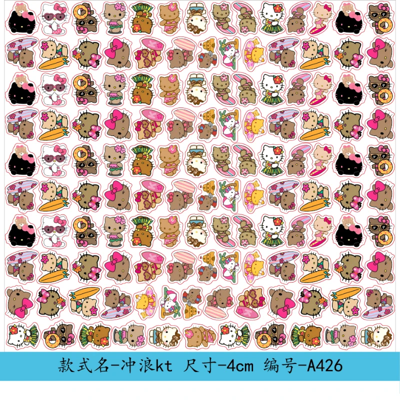 Parche acrílico de dibujos animados de Hello Kitty, transparente de doble cara, 1/2/3/4/5/6/8cm, llaveros hechos a mano, accesorios de adorno, Material