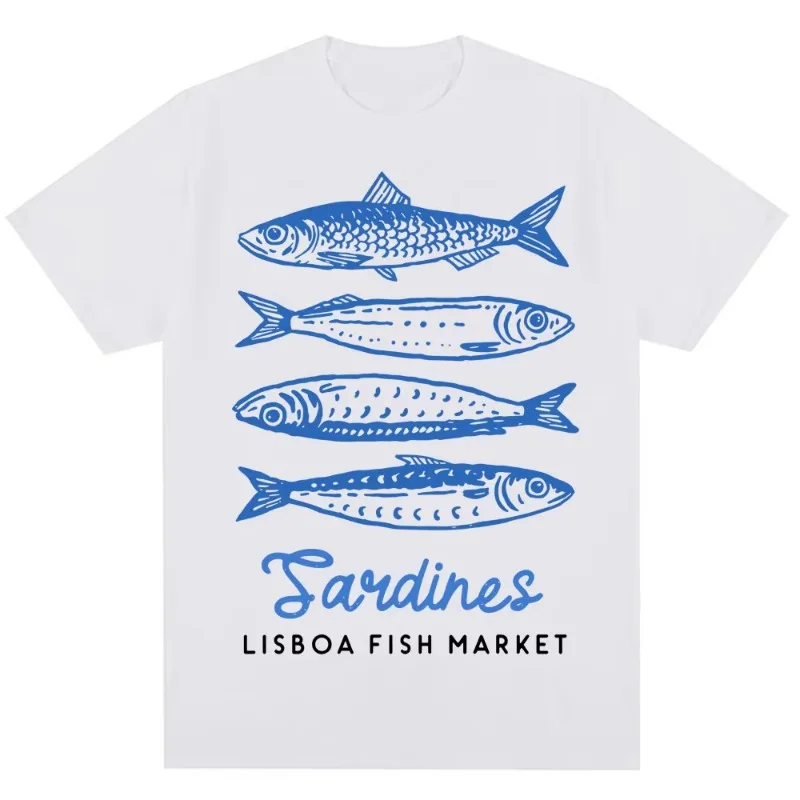 

Funny Fish Market Print T-shirt Kawaii Fashion Harajuku T Shirts Casual Summer T Shirt Gifts Clothing Fashion Y2K