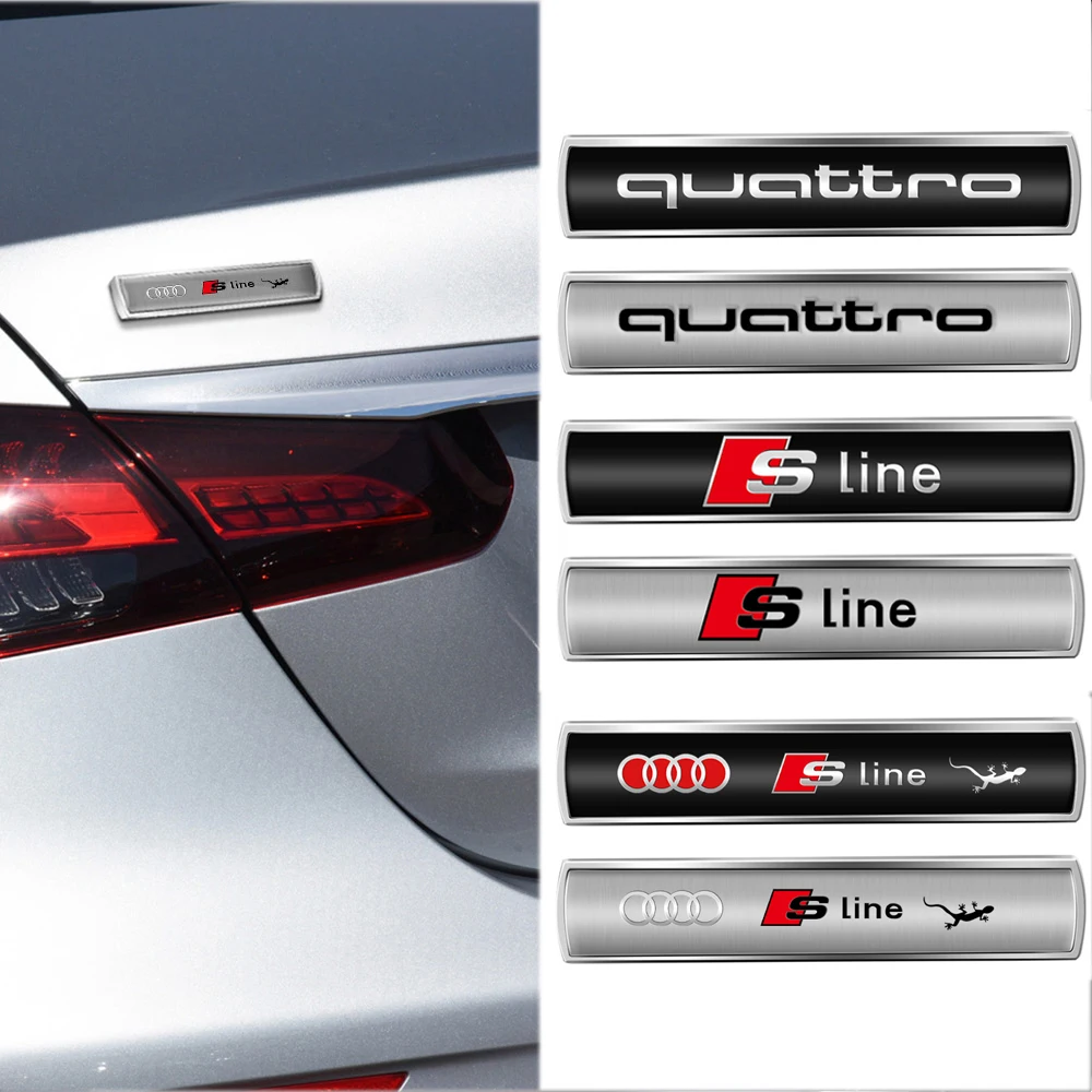 3D Metal Car Badge Trunk Side Window Body door Decals Sticker Valve Cap For Audi Sline Quattro A3 B8 A5 B7 B9 8V B6 C5 C6 RS RS3
