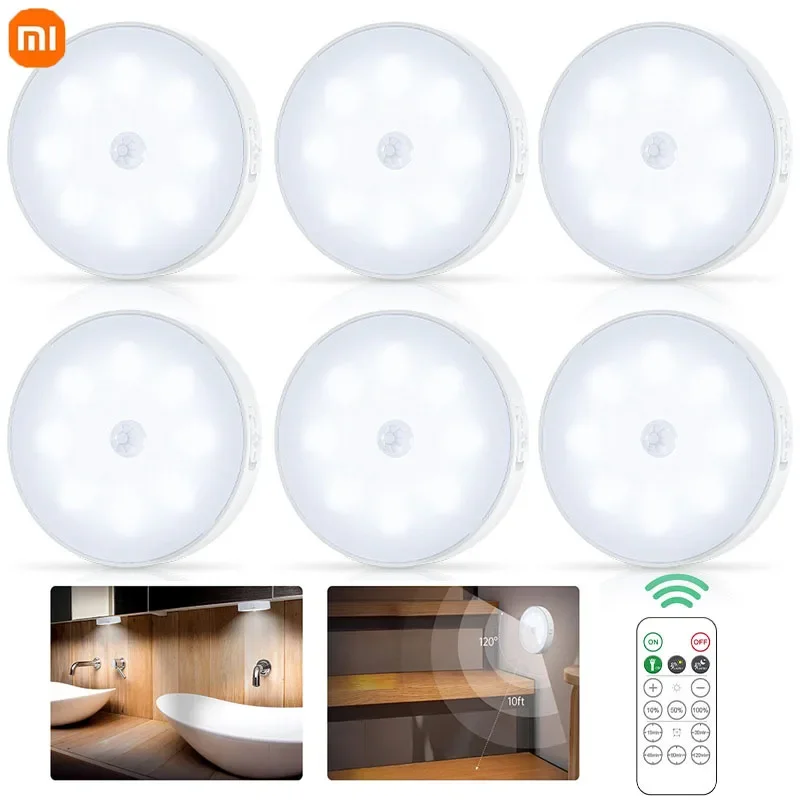 Xiaomi-Lámpara de noche con Sensor de movimiento, luz de pared recargable por USB, regulable, para dormitorio, mesita de noche, cocina, armario