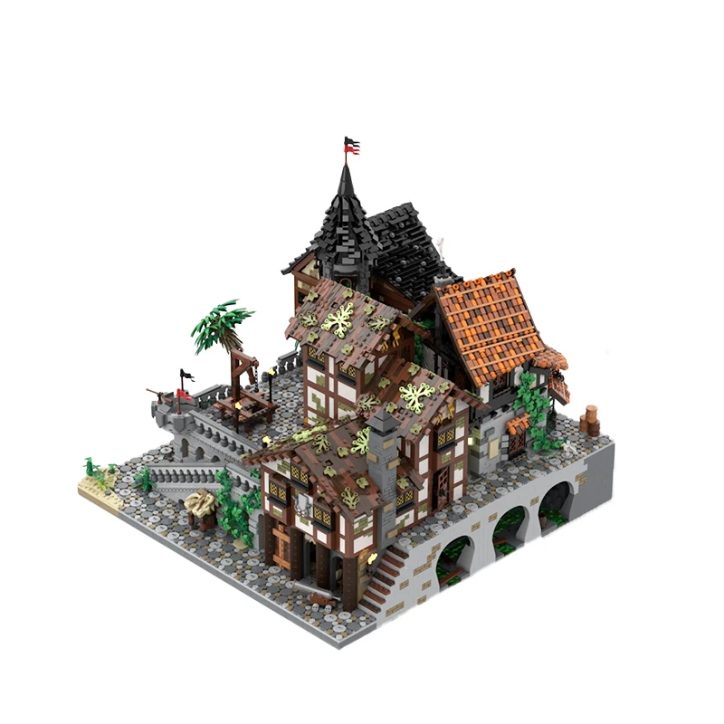 MOC-164139 Pirate City Middle Ages Hanging Mount Building Modularization Building Blocks DIY Model Toys Bricks Kid Classic Gifts