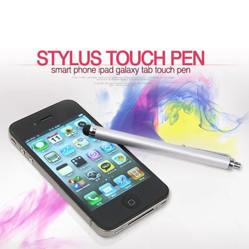 300pcs/lot With Clip Metal Capacitive Stylus Touch Screen Pen for iPhone iPad Samsung Tablet PC Mobile Cell Phone