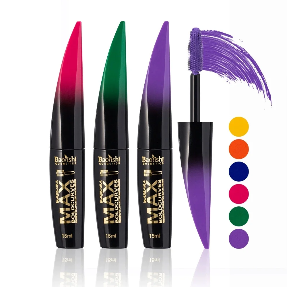 6-Color Color Big Brush Mascara Thick Curly, Easy To Color, Waterproof, Durable And Portable Mascara