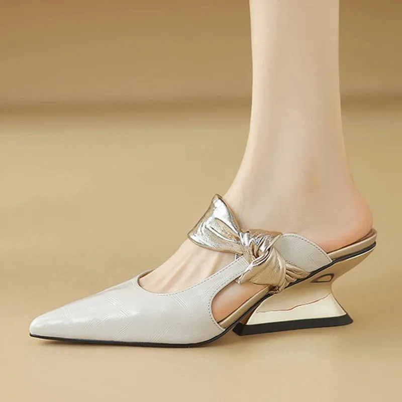 

Pointed Toe Women's Slippers High Heels Shoes Woman Sandals 2026 Summer New Elegant Chunky Shoes