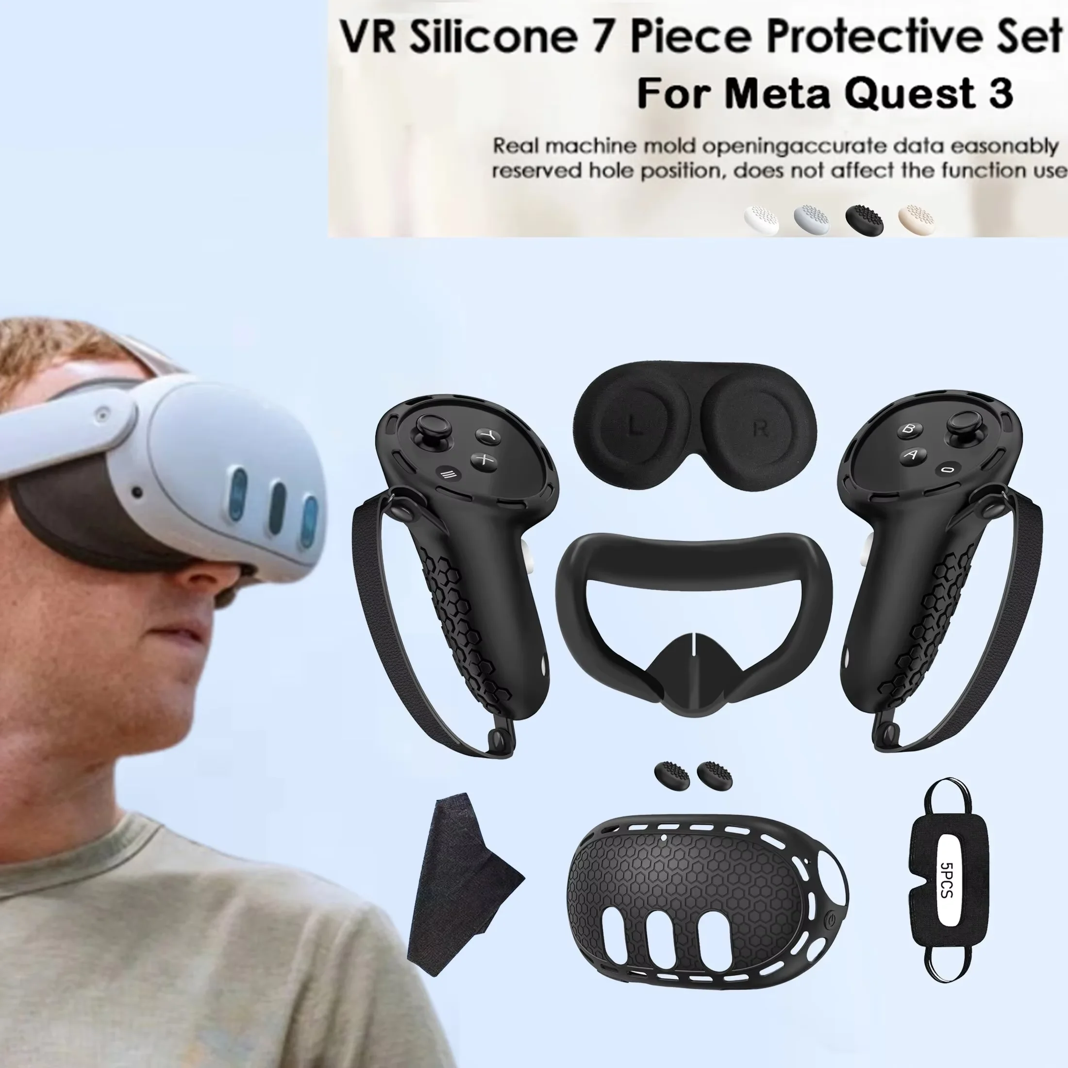 Accessoires VR pour Oculus Quest 3, housse de protection en Silicone, housse de casque VR, protecteur d'objectif, housse de poignées de contrôleur, coussinet facial