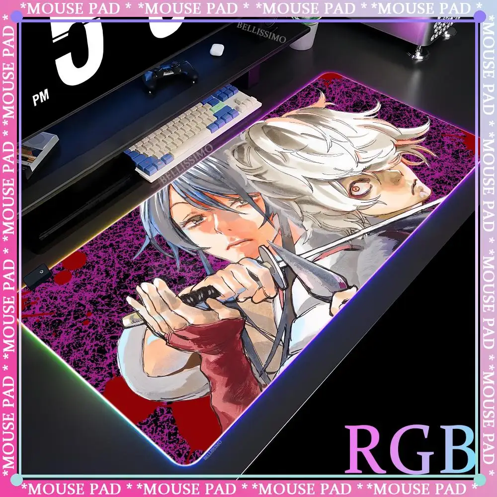 Jigokuraku Computer desk pad Gaming computer cabinet Mouse Pad RGB gaming mouse pad LED gaming mouse pad RGB Cute keyboard pad
