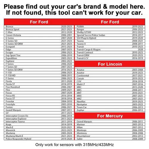 Imagen 2 del producto Herramienta de reinicio TPMS de coche para Ford Lincoin Mercury, Monitor de presión de neumáticos automático, herramienta de reparación de Sensor, diagnóstico de coche EL50449 de 315 o 433MHz