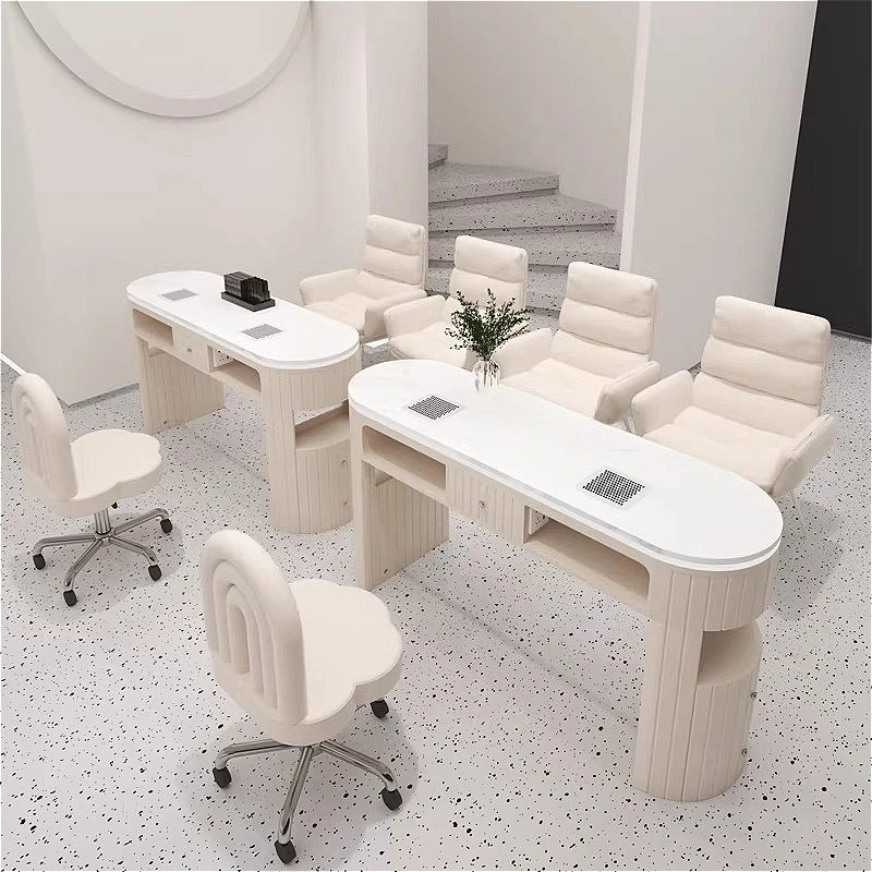 

Маникюрный стол в скандинавском стиле, высококачественный мраморный стол для маникюра с пылесосом и розетками, мебель для салонов красоты FYNT