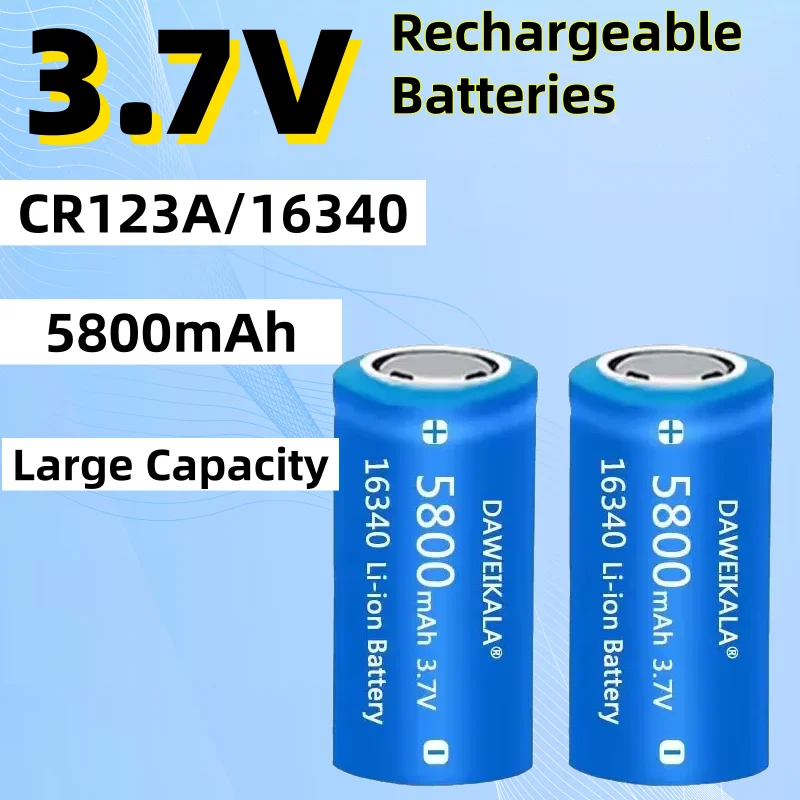 

NEW CR123A RCR 123 ICR 16340 Battery 5800mAh 3.7V Li-ion Rechargeable Battery For Arlo Security Camera L70