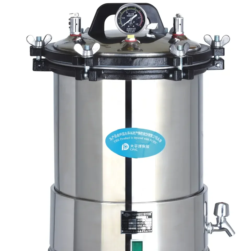 Laboratory Tabletop Sterilization Equipments 18L 24L Lab Autoclave Portable Pressure Stainless Steel With Water Tap