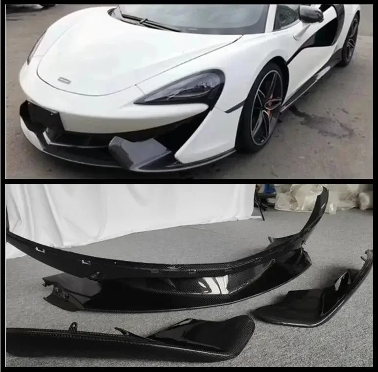 Carbon Fiber Bumper Front Lip Spoiler Fog Lamp Air Vent Outlet Wind Knife Splitter Cover For  McLaren 540 570s 570 GT 2016-2022