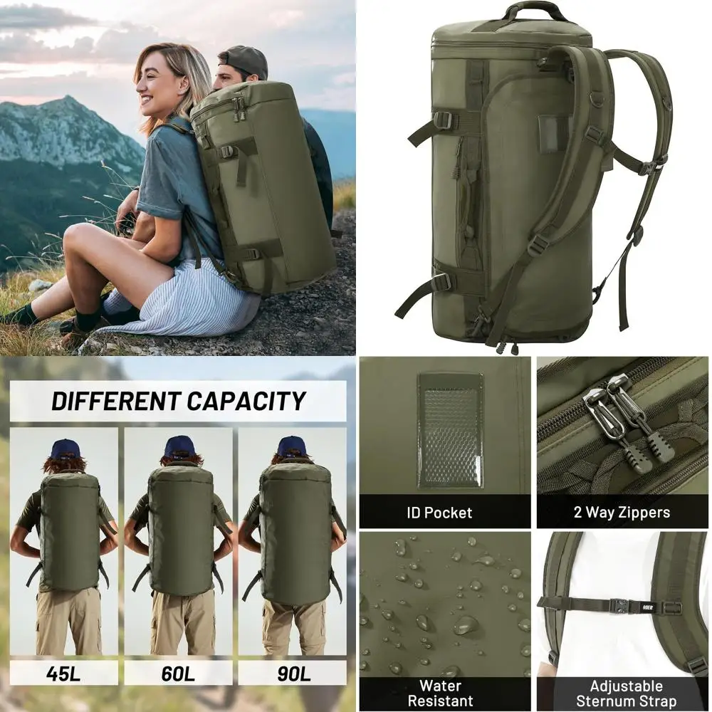 Large 90L Sports Gym Duffel Bag with Shoe Compartment, Heavy Duty & Water Resistant, Green