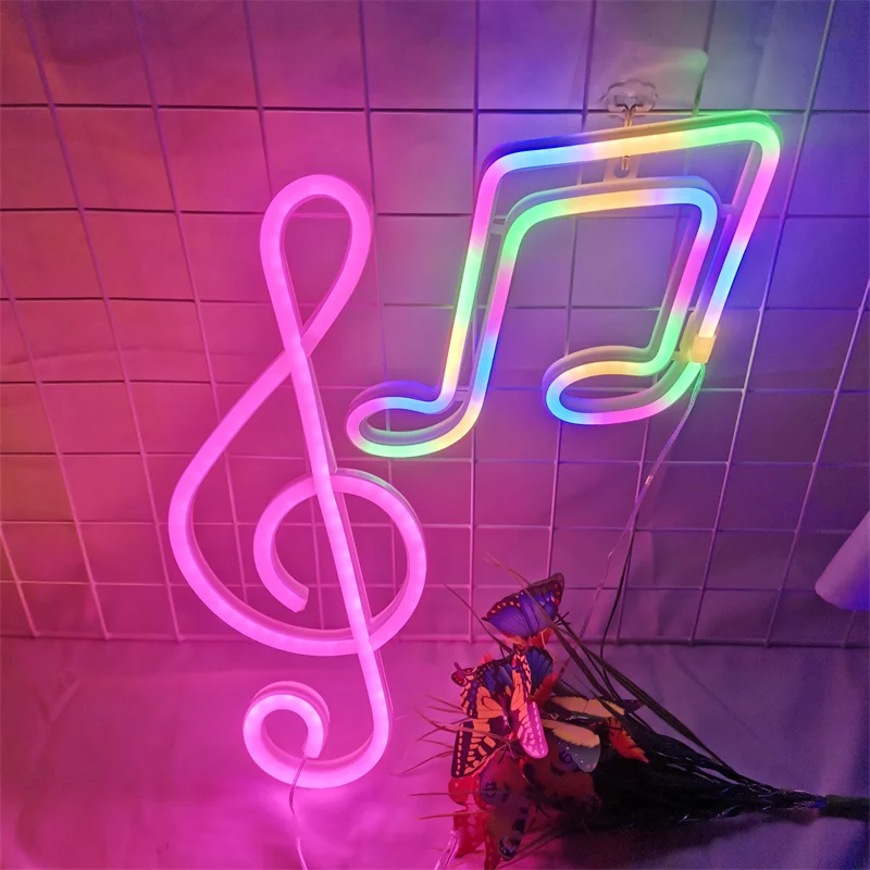 LED Musical Note Neon Light Festival Atmosphere Decoration Neon Lamp Glowing For KTV Bar Party Bedroom Wall Decor Adult Gift