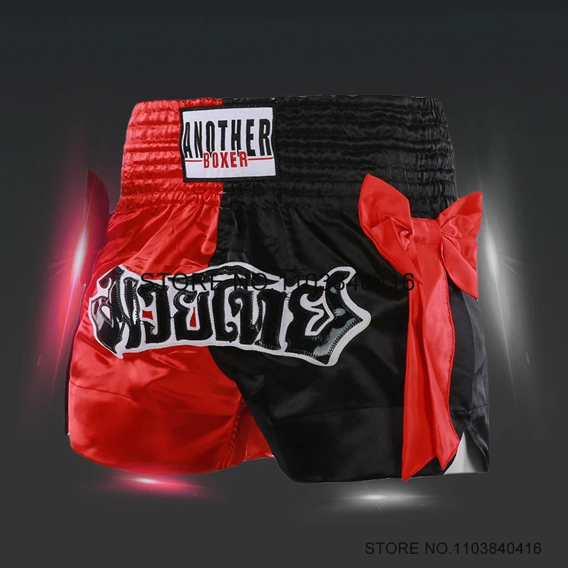 

Boxing Shorts Ribbon Muay Thai Shorts Men Women Kids Martial Arts MMA Training Clothes Grappling Kickboxing Cage Fighting Pants