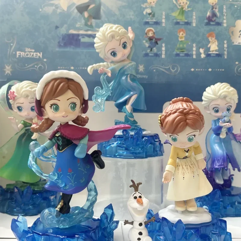 Disney Frozen Magic Series Anna Elsa Anime Figure Toys Trendy Fashion Collection Desktop Model Ornaments Children Birthday Gifts