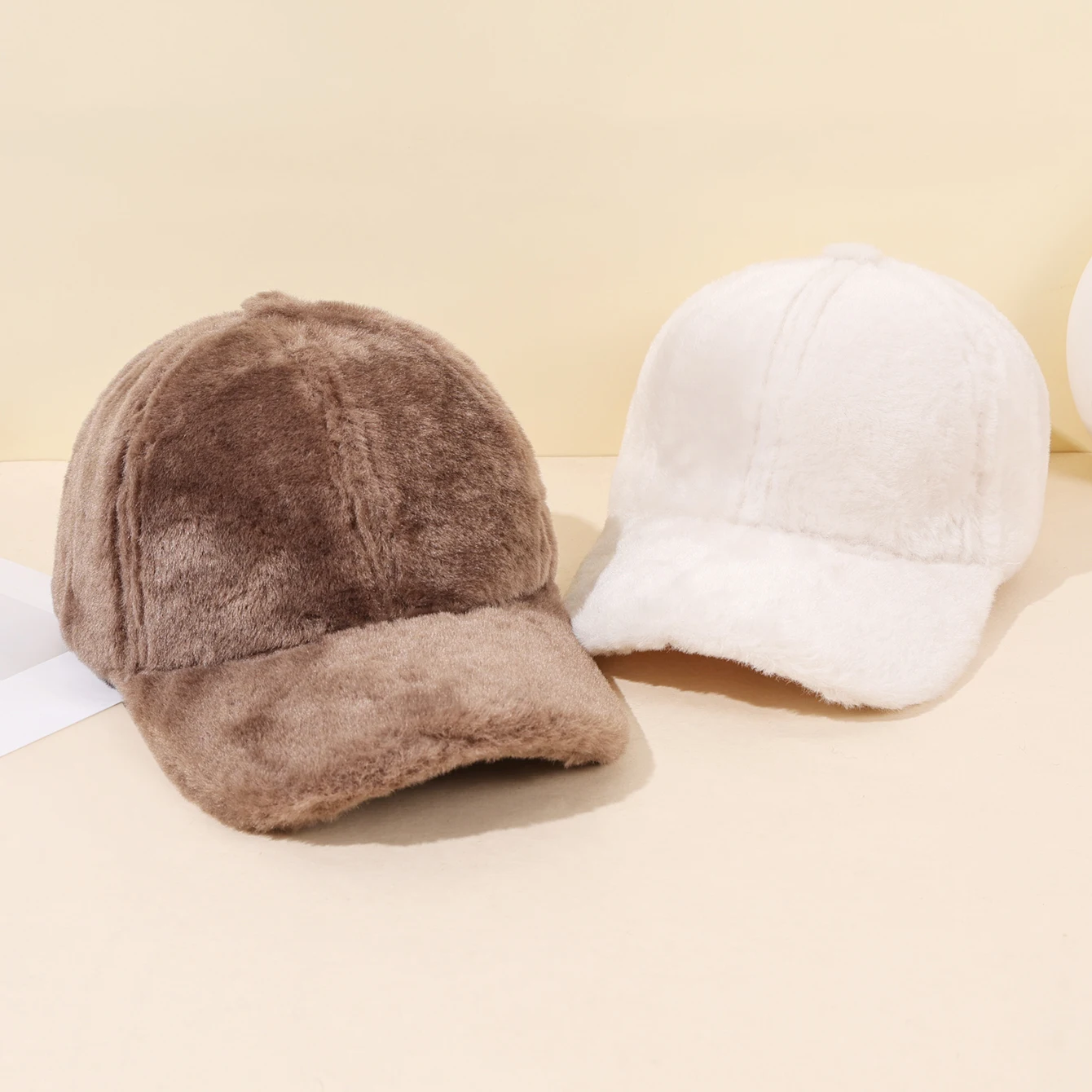 الخريف والشتاء في الهواء الطلق سميكة أفخم قبعة بيسبول للنساء عادية بلون الدفء تقليد أرنب الشعر بطة اللسان قبعة #1