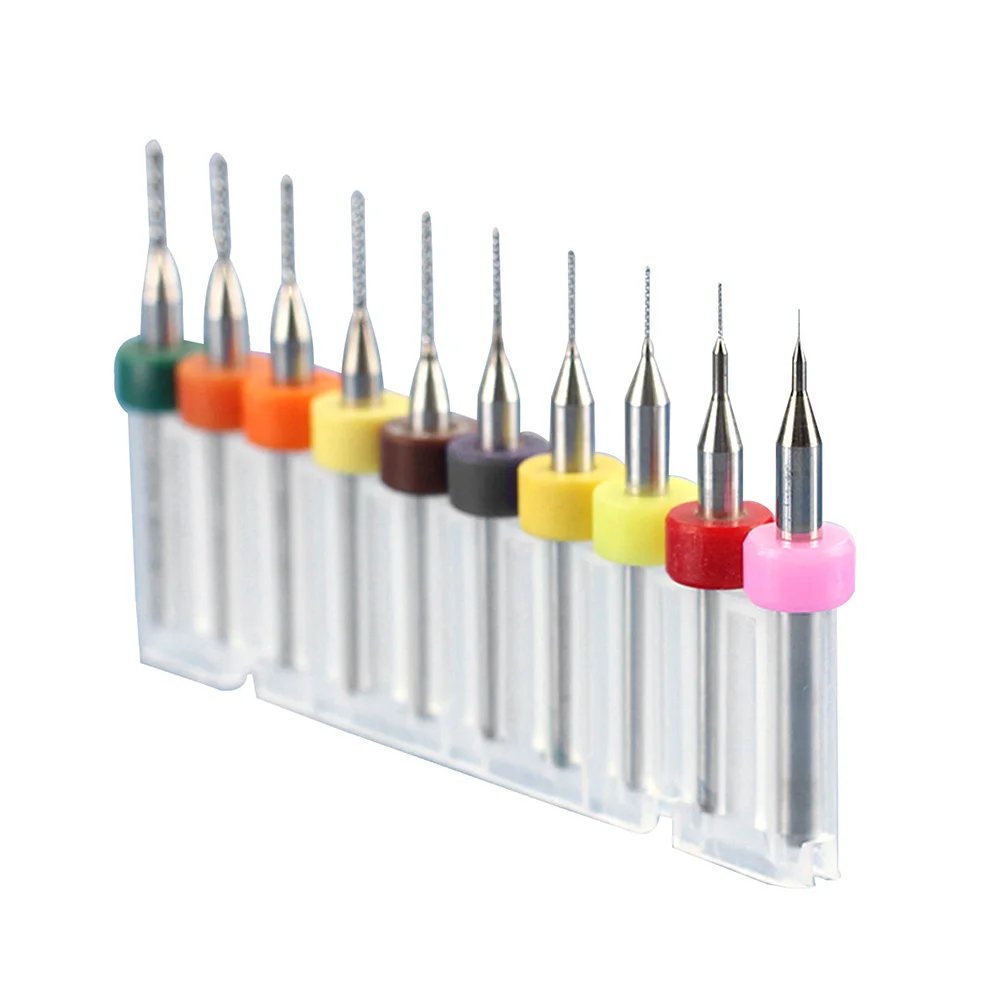 

10Pcs Hard Alloy Pcb Drill Bits Set Tungsten Carbide Micro Engraving Bits 1.1-2.0mm Cnc Rotary Tool