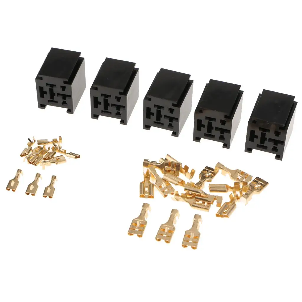 5 Pieces 80A 4 Pin Mounting Relay Socket Connector with Base Terminal for Car Auto Vehicle