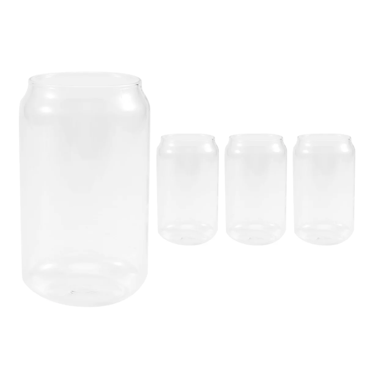 4 Pack Can Shape Glass Fashion Water Milk Juice Simple Juice Cup Beer Glass Shake Glass Dessert Cup Mug, 400ML