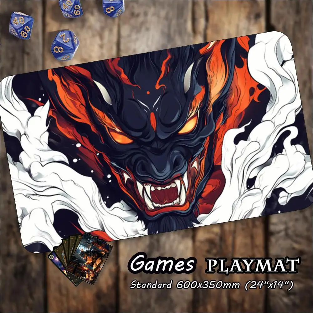 Japanese Oni Hannya Cloud Art Non‑Slip Rubber Game Playmat Smooth Table Mat For Tabletop Card Game Desktop Gaming Daily Use