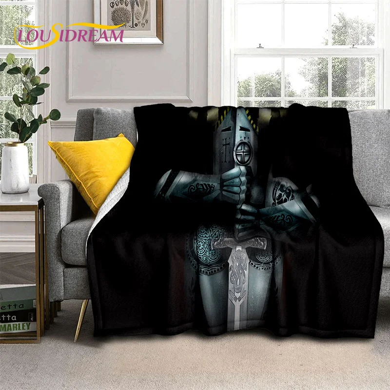 Cartoon Templar Cavalier Knight Crusaders Blanket,Soft Throw Blanket for Home Bedroom Bed Sofa Picnic Travel Office Blanket Kids