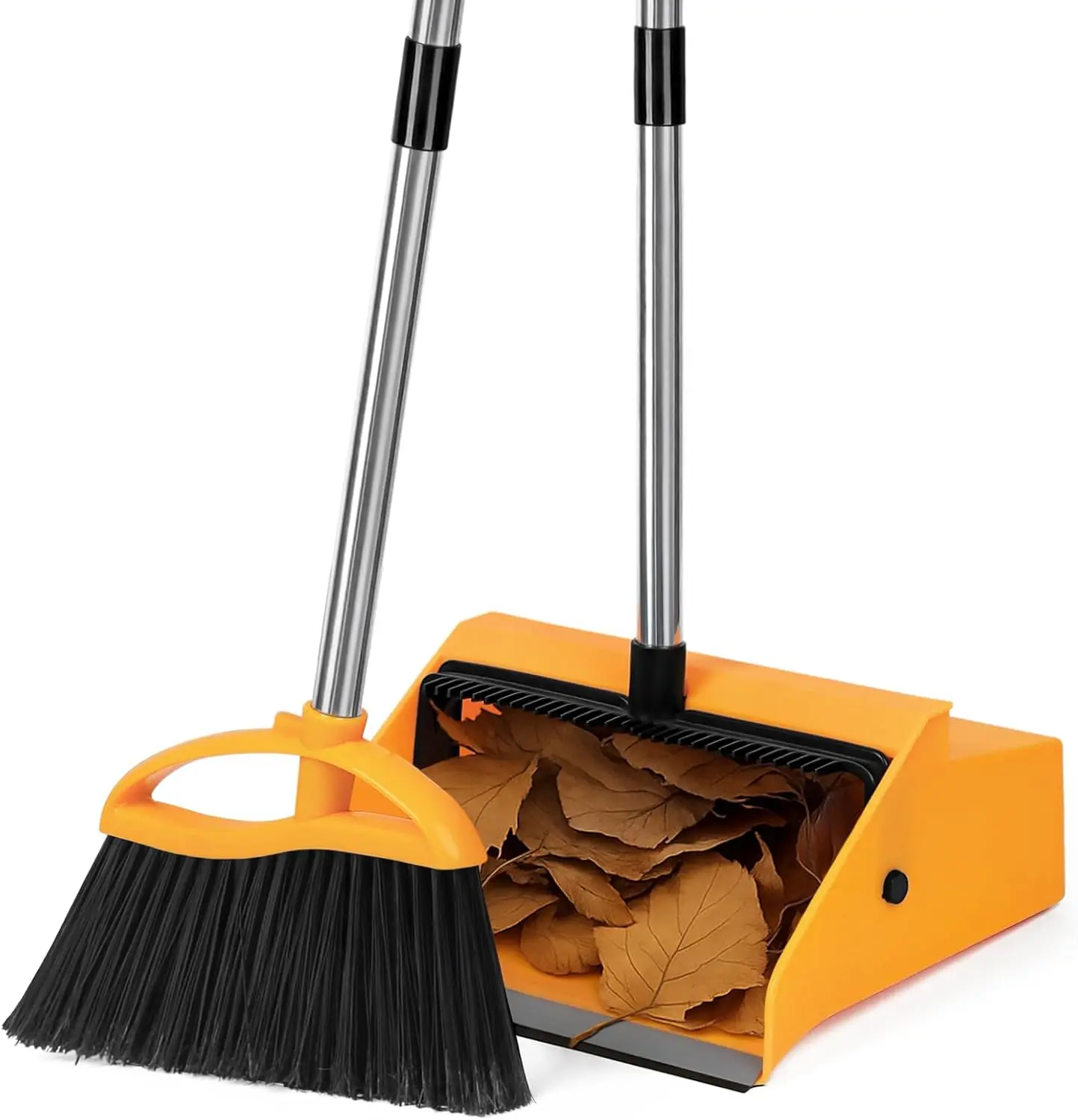 

Commercial Broom and Dustpan Set，Long Handle Upright Heavy Duty Dust Pan Outdoor Indoor for