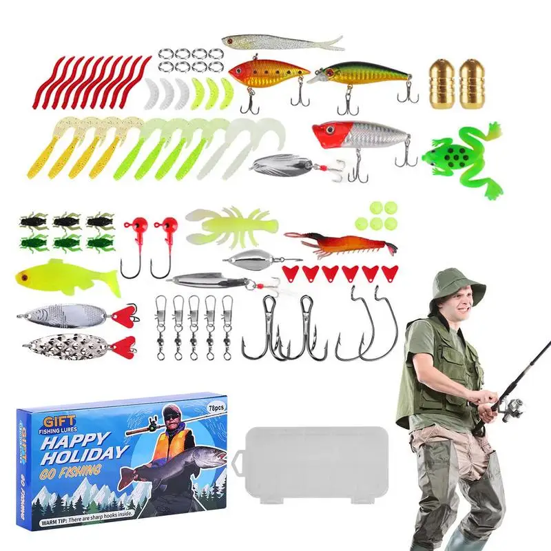 

Christmas Countdown Fish Tackle Set Fishing Lure Advent Calendar 2024 Adult Men Teen Boys Christmas Gift For Husband Friend 78x