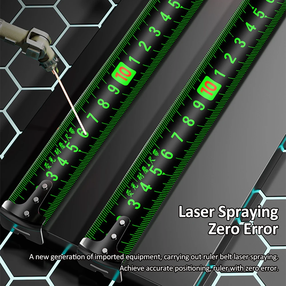 Fita métrica de alta precisão, cor fluorescente, régua dupla face com concha transparente, escala de eixo de metal