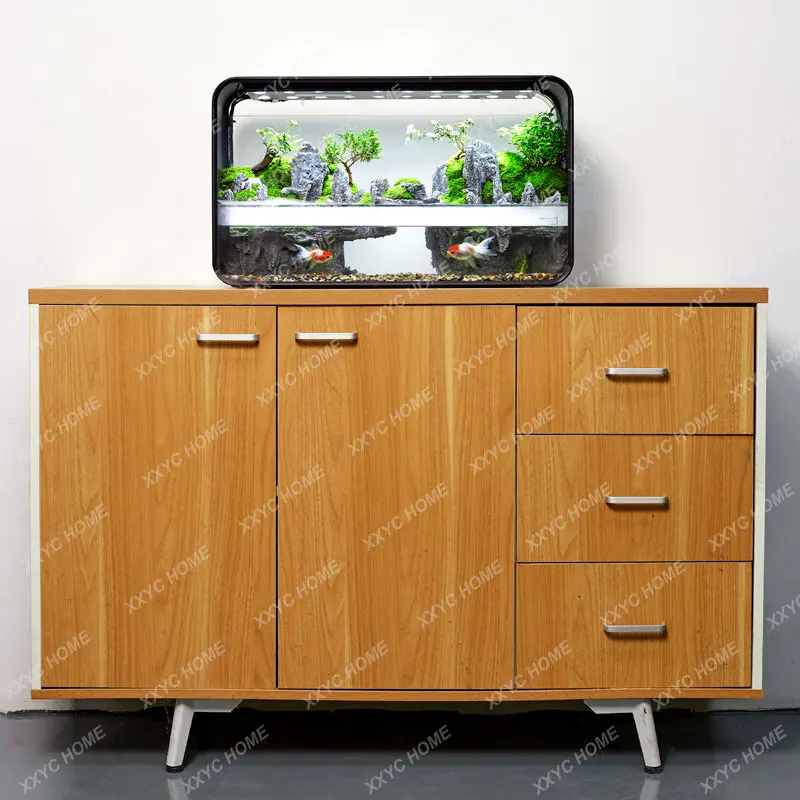 Intelligent Ecological Fish Tank Living Room Small Aquarium Glass Entrance Household Long TV Cabinet Side Water and Land Tank