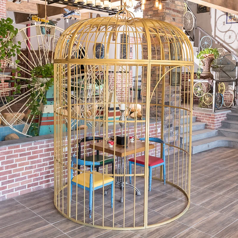 Iron Art Bird Cage Large Restaurant Decoration Large Bird Cage Decoration Hot Pot Shop Card Seat Outdoor Large Bird Cage