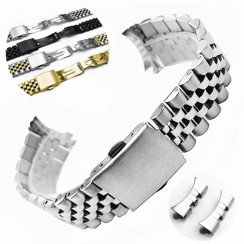 

for LOG DATEJUST Jubilee Watch Strap Luxury Curved End Watch Band Stainless Steel Metal Bracelet 18mm 19mm 20mm 21mm Accessories