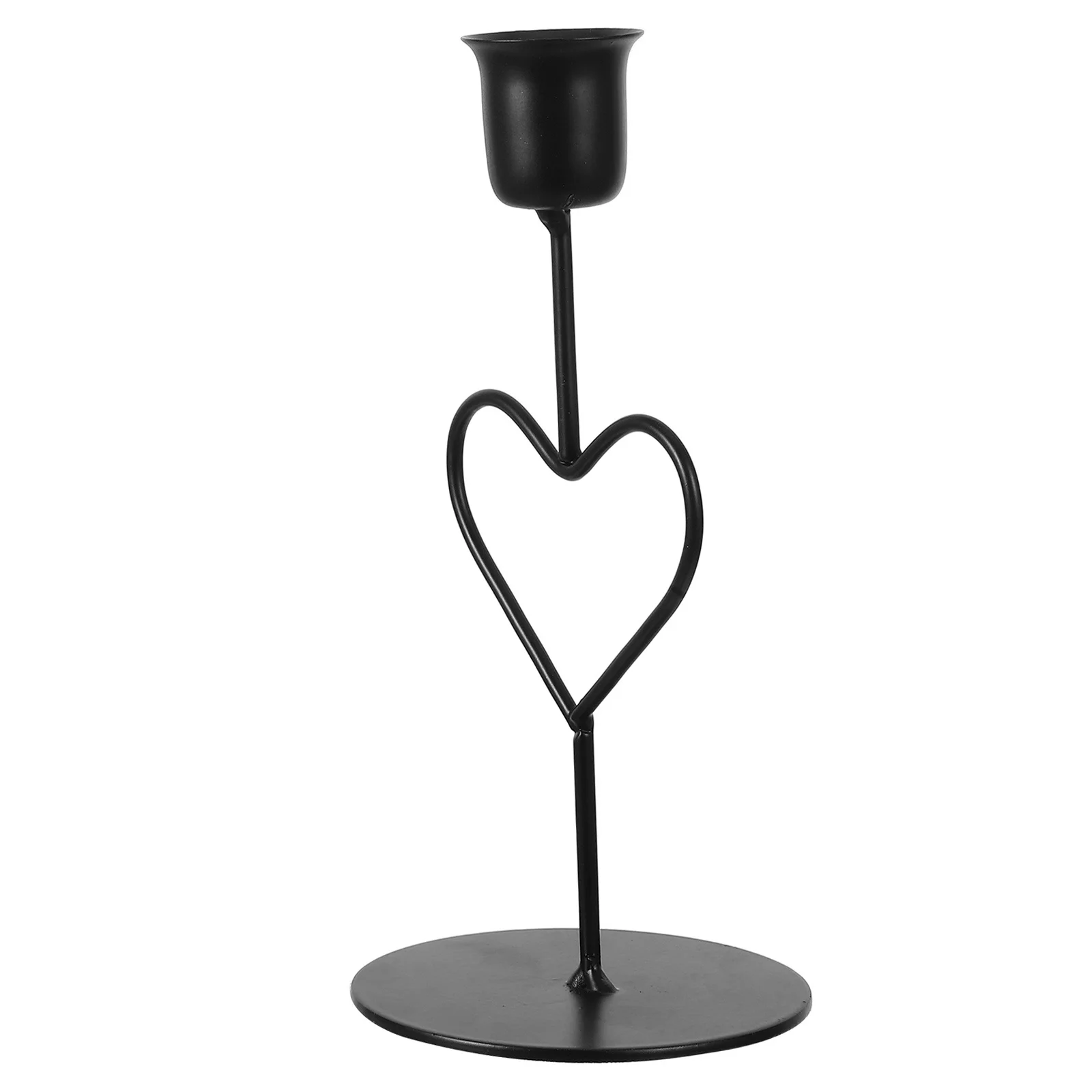 

Rustic Iron Taper Holders Vintage Heart Shaped Romantic Decor Dining Table Wedding Centerpiece Tall Candlesticks Holders