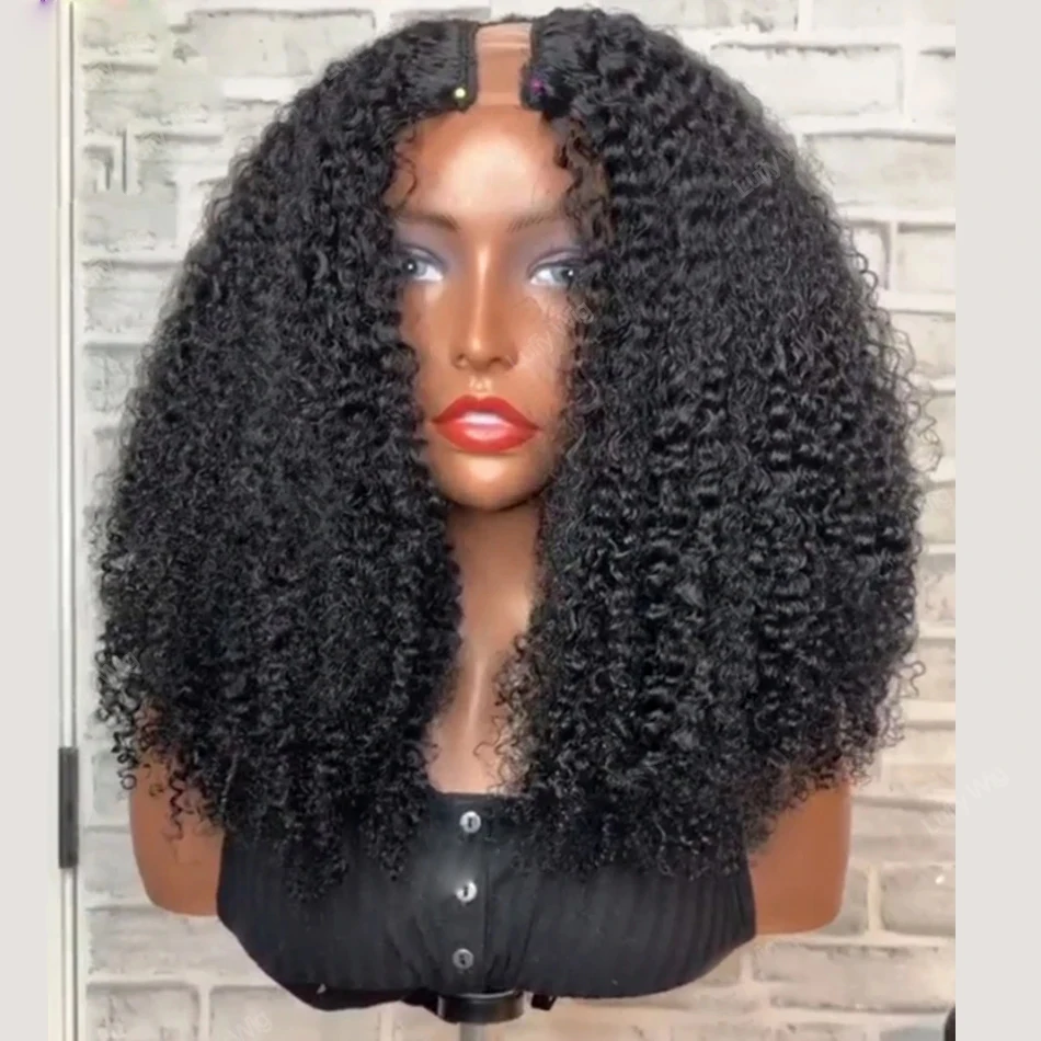 

250Density 4a 4c Афро-кудрявый вьющийся парик с U-образной частью Черный Коричневый 100% Remy Человеческие волосы V-образный парик без клея без слежения для чернокожих женщин