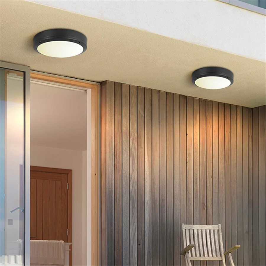 Imagem -03 - Impermeável Rodada Led Luz de Teto Lâmpada Simples Exterior Jardim Corredor Varanda Downlight Terraço Villa Hotel 12w 18w