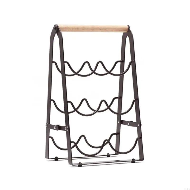 

Foldable 3 Tiers Wine Bottle Holder Portable Desktop Red Wine Storage Rack Decoration Elegant Wine Cellar Accessories