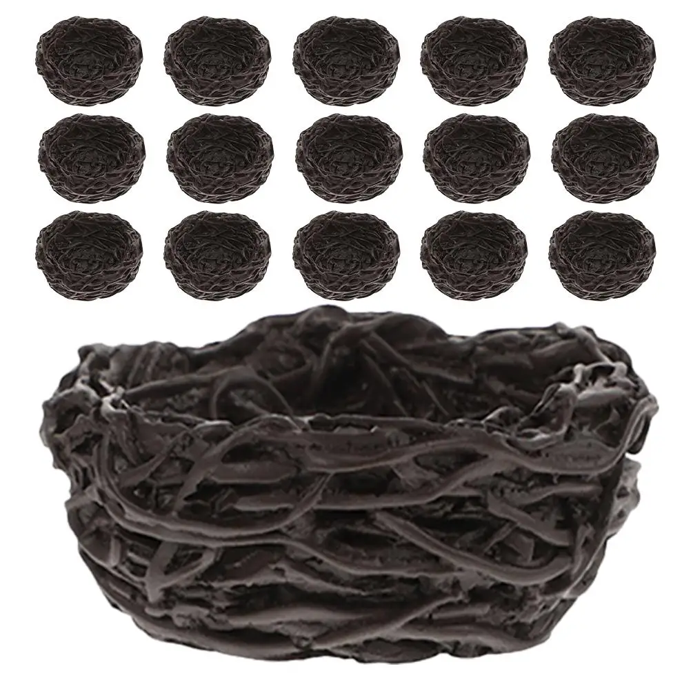 

16 Pcs Bird's Nest Artificial Grass Ornaments Miniature Birds for Crafts Coffee