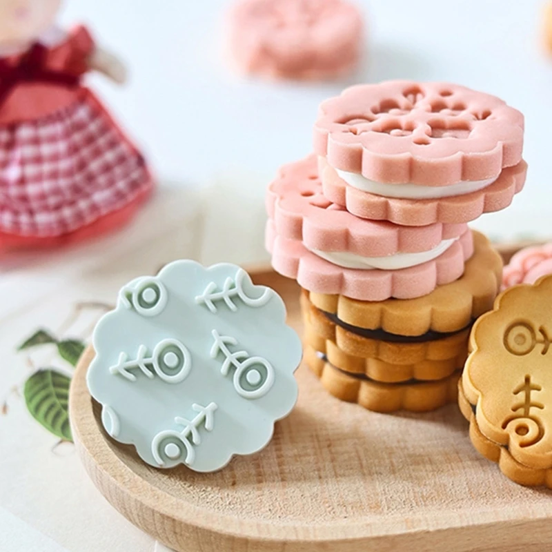 Moldes biscoitos flores, 8 peças, imprensa manual, moldes bolo, conveniente, ferramenta cozimento biscoitos,