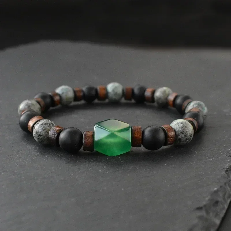 Fashionable Men's Bracelet Bead Bracelet European and American Retro Volcanic Stone Yoga Bracelet