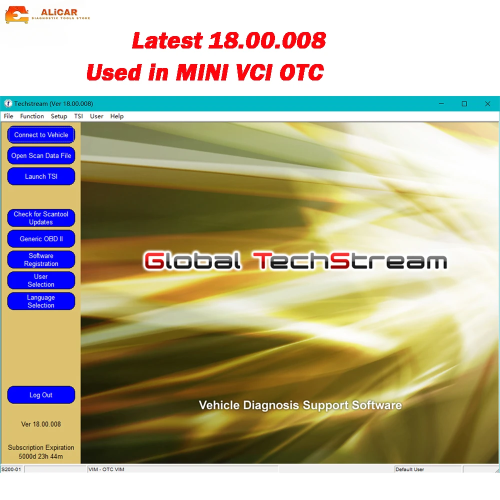 Neueste 8/2022 für Toyota TIS Techstream 18.00.008 Software-CD-Diagnosetools, die in der Autoreparatur von MINIVCI MINI VCI OTC-Geräten verwendet