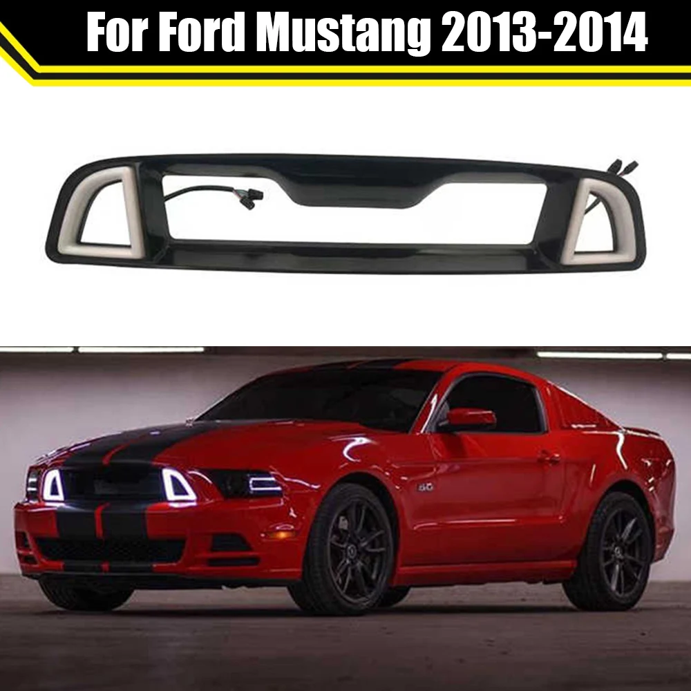 

Upper Bumper LED Grille RTR Style For Ford Mustang 2013 2014 Front Grill Mesh Kit Racing Grills Car Inlet Guard Grid Auto Parts