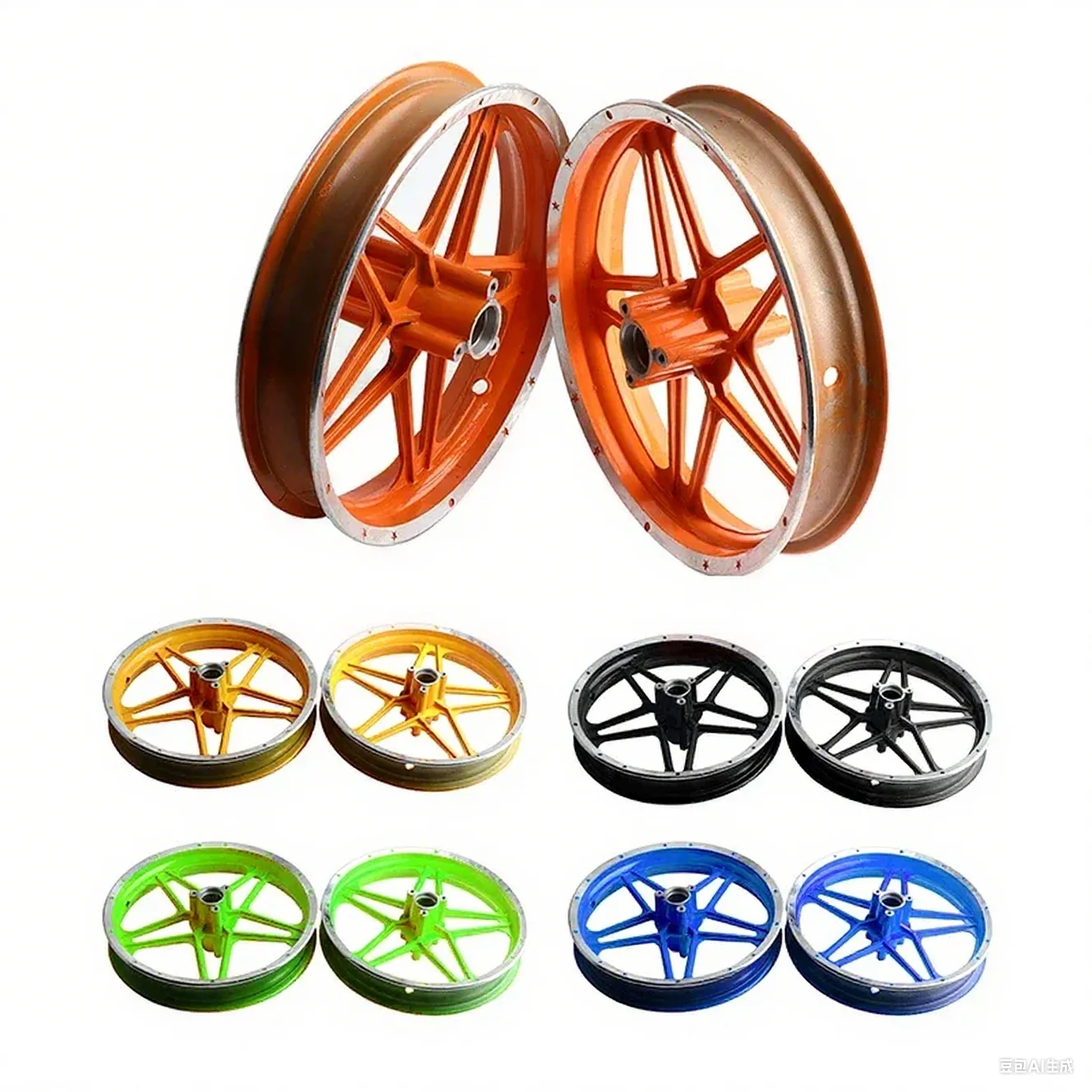 

2.50-10 Inch Aluminum Motorcycle Wheel Set - Front & Rear Hub Assembly, High-Strength 6061 Alloy Wheels for Scooters/Cruisers