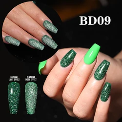 2024 YOKEFELLOW Glitter Gel Polish Olive Green 10ML Nail Polish Sparkly Shiny Gel Nail Art UV LED Lamp Nail Gel for Manicure DIY