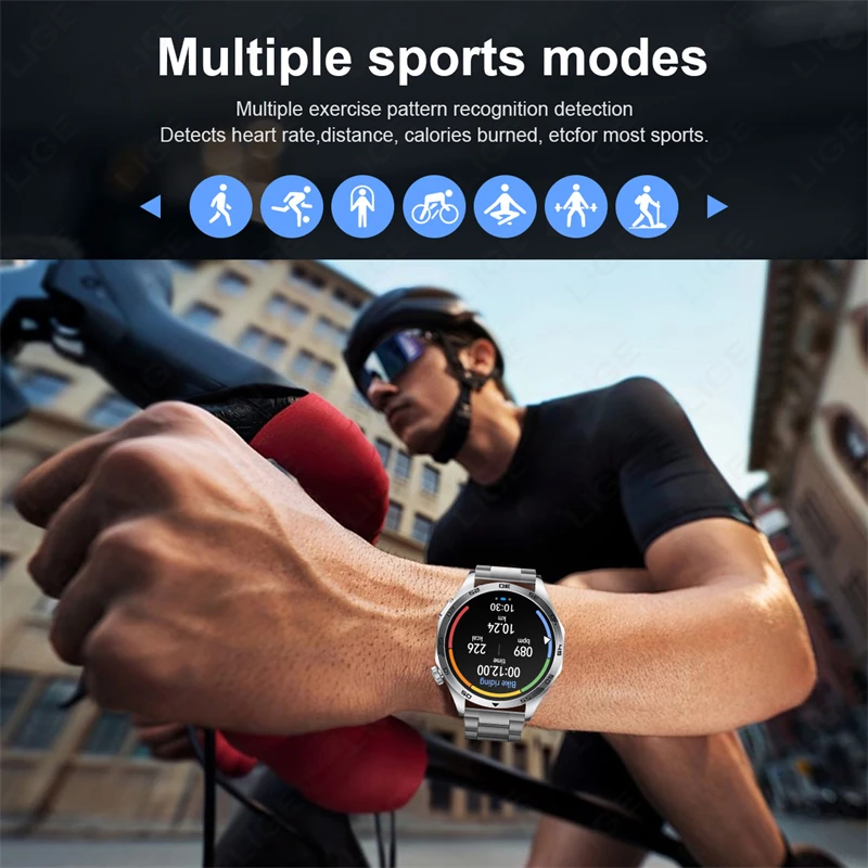 LIGE Smart Watch For Huawei Xiaomi Bluetooth Earphones Smartwatch ECG Heart Rate Monitor Men Watch Bluetooth Call Sports Fitness